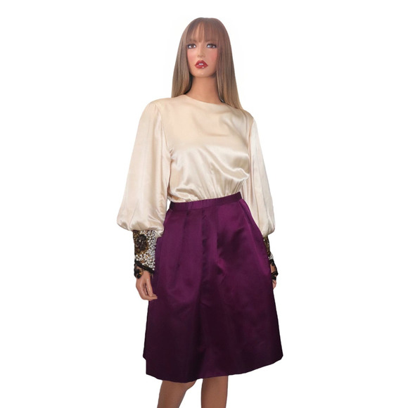 Vintage 100% Silk Dress with Embellished Cuffs - Picture 1 of 13
